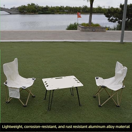 Miniatura 7 de Pequeña mesa de camping plegable portátil, ideal para parrilla, barbacoa y cocina al aire libre, mesa de picnic plegable y ligera (aluminio,