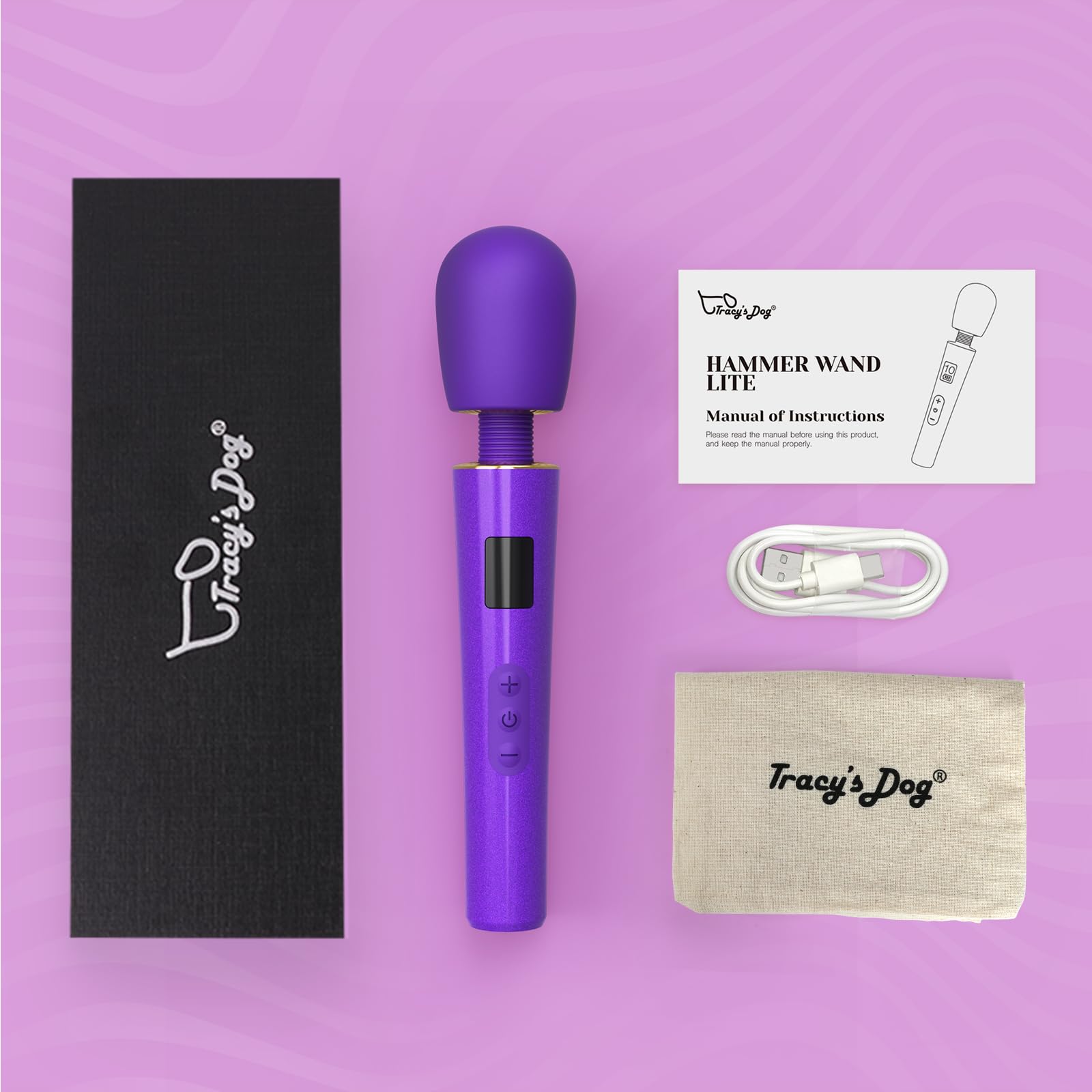 Tracy's Dog Wand Vibrator for Women- Powerful Cordless Full-Body Massager, Waterproof & Rechargeable, Clit Stimulator with 5 Modes & 3 Speeds, Adult Sex Toys for Solo & Couples, Erotic Massage, Hammer: Mini Neon Purple