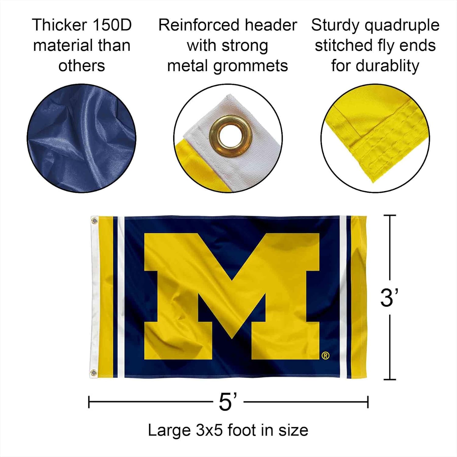 College Flags & Banners Co. Michigan Field Stripes Flag