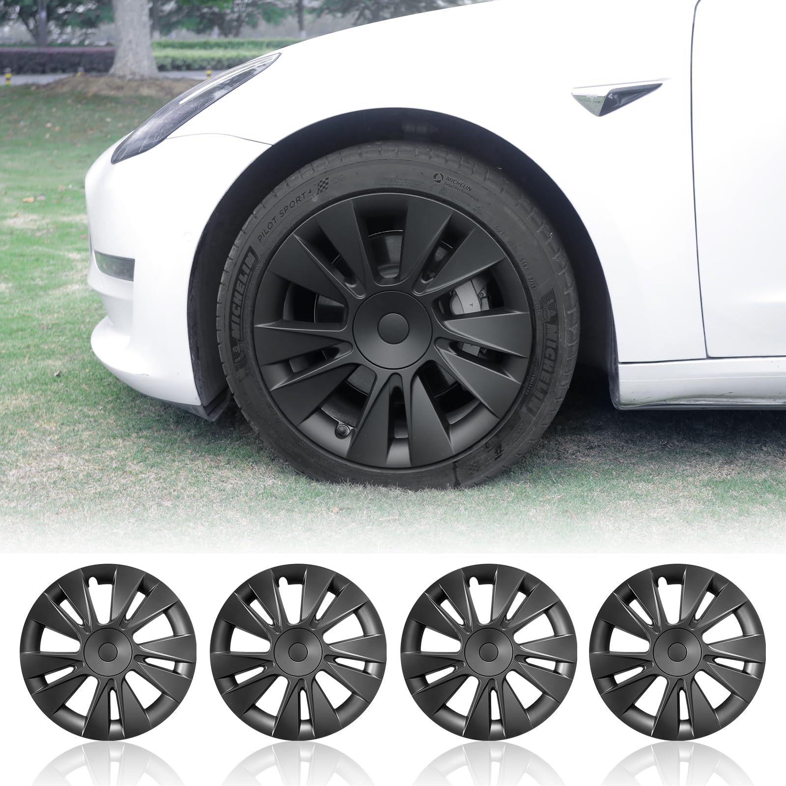 Amazon.com: Wheel Cover for Tesla Model 3(2017-2023) 4PCS Hubcaps 