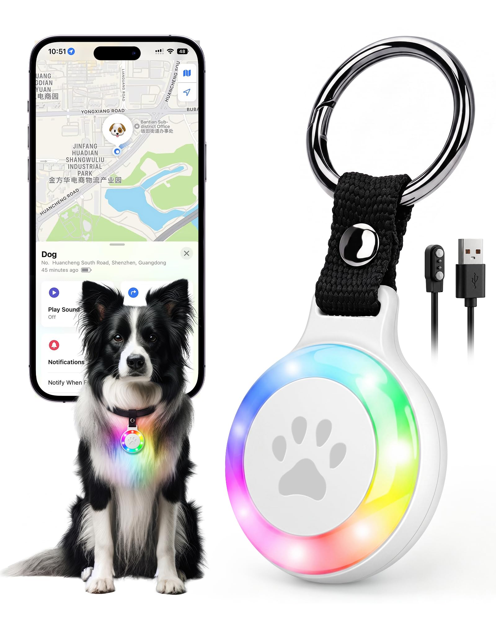 Pet Tracker with LED Night Light