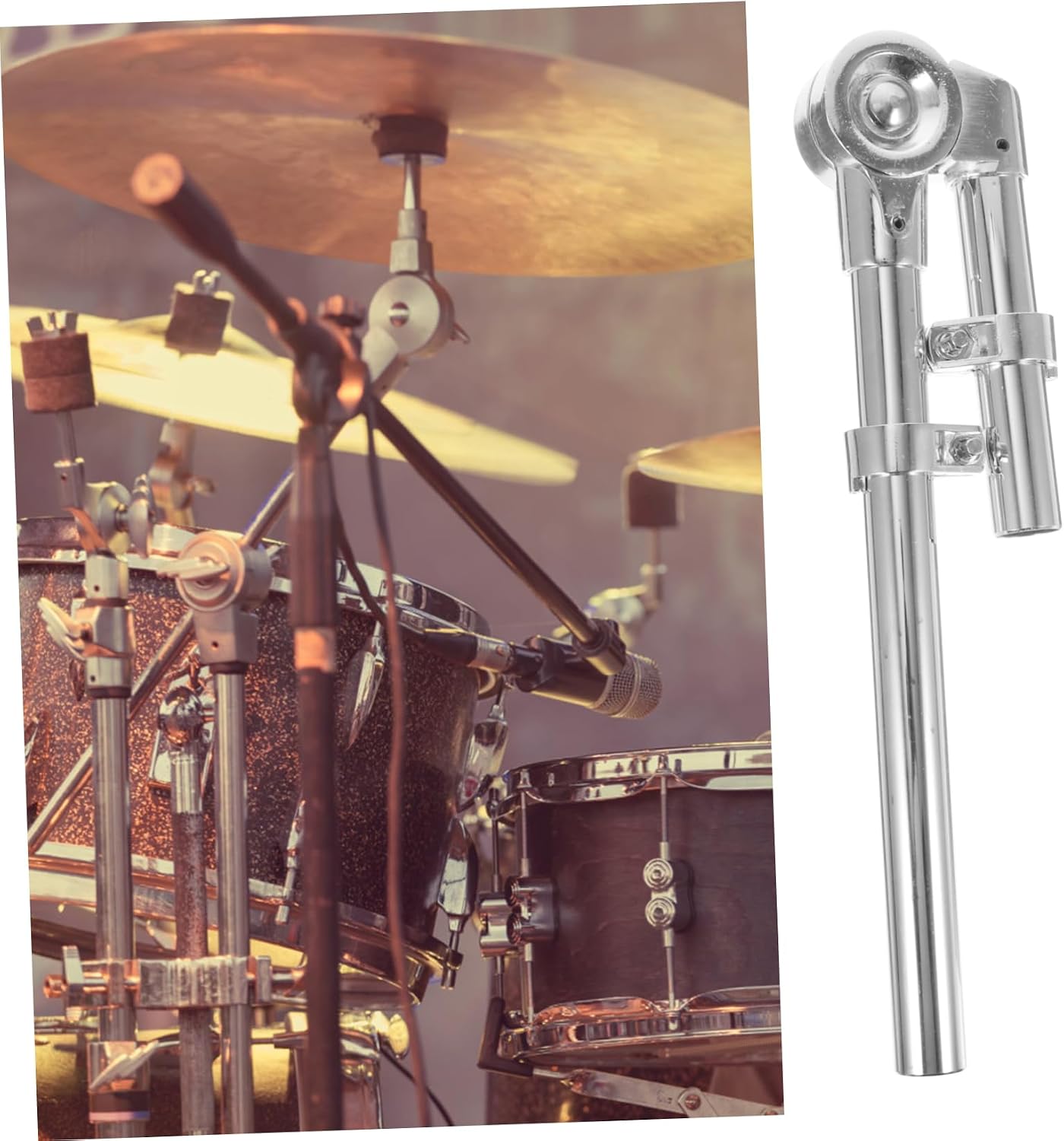 Holibanna Lightweight Drum Stand Bracket for Tom Drum Silver 1 Pair Sturdy Percussion Instrument Mount and Accessories