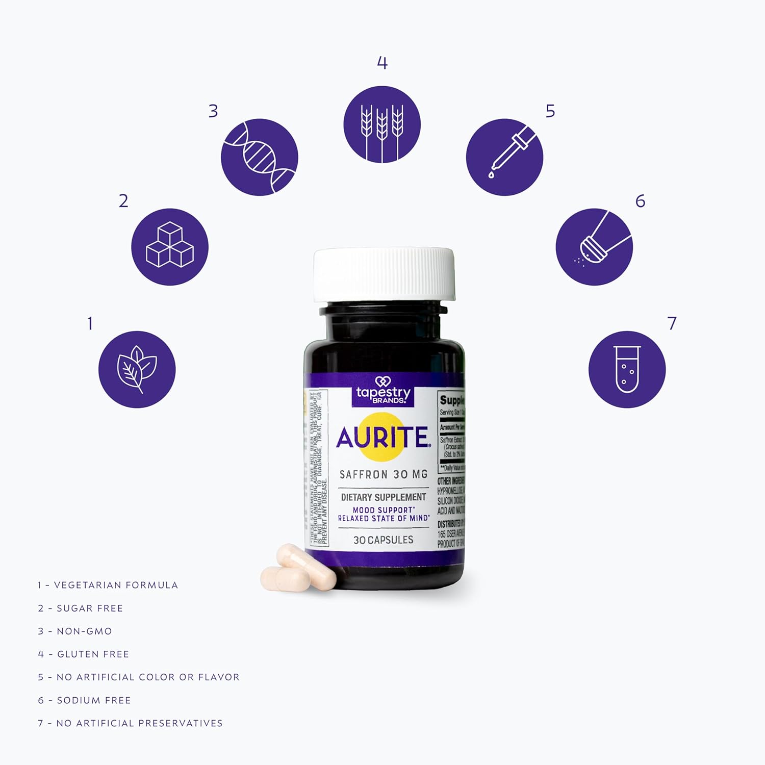 Saffron Supplement | Stress Management, Herbal Mood Support, Long-Term Memory, for Women & Men. 30 Count, Saffron 30mg, Vegetarian Friendly, Non-GMO, Gluten-Free, Soy-Free (1 Months of Supply) - Image 4