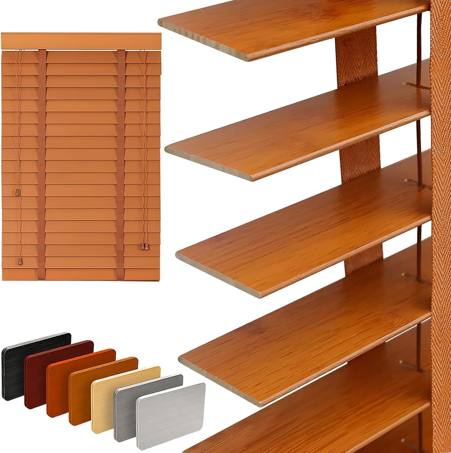 KAIRO® Premium Wooden Venetian Blinds for Windows | 50mm Slats | Light Control & Privacy | Waterproof Basswood | Ideal for Home & Office (48 in X 72 in - Teak)-image-47