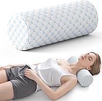 Forcanby Memory Foam Neck Roll Pillow for Pain Relief - Cooling Round Cervical Support Pillow for Sleeping, 15.7x6x6 Inch Cool Blue