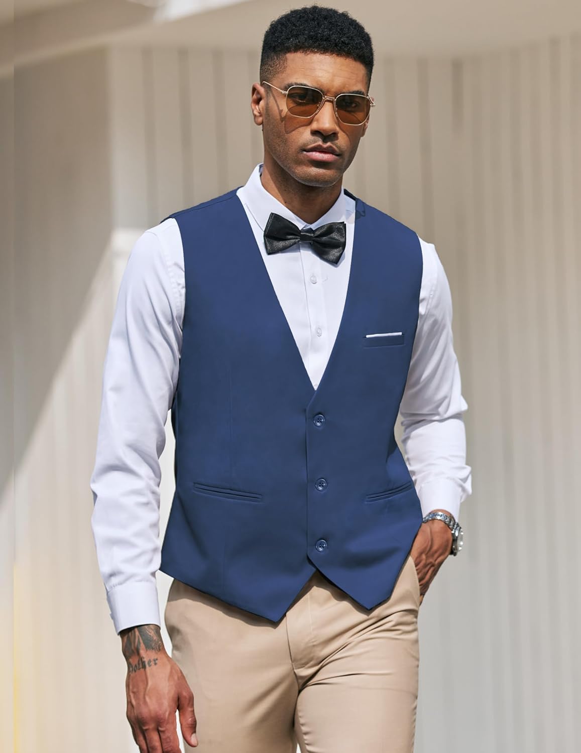 COOFANDY Men's Suit Vest Slim Fit Formal Dress Waistcoat Casual Business Vests for Suit or Tuxedo - Image 2