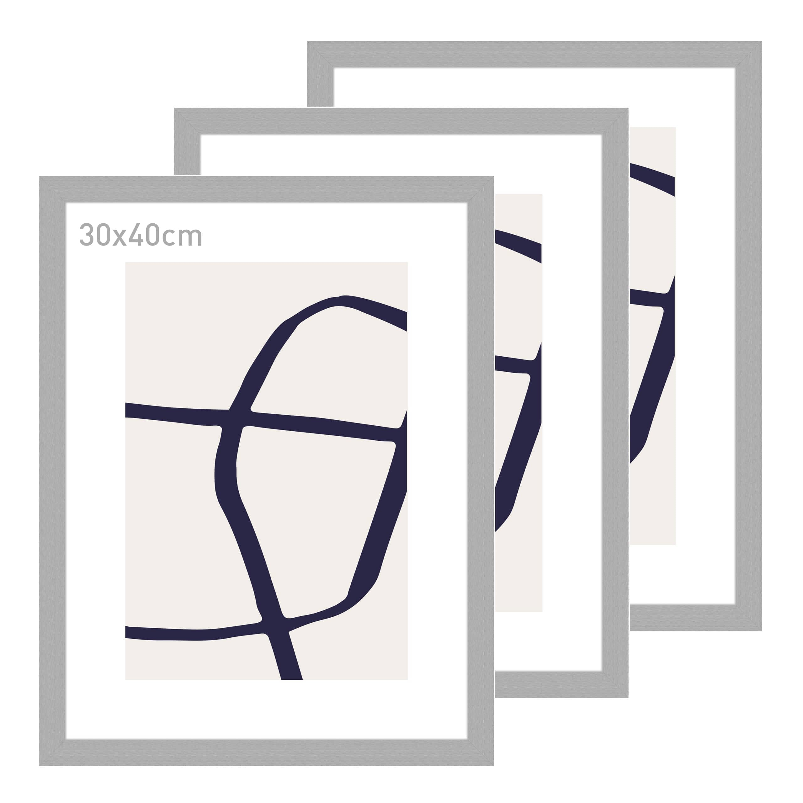 accent by nielsen Holz Bilderrahmen Velino, 30 x 40 cm 2er Set, Silber | Holz (MDF) Fotorahmen im Hoch- & Querformat zum Aufhängen Silber gebürstet Echtglas