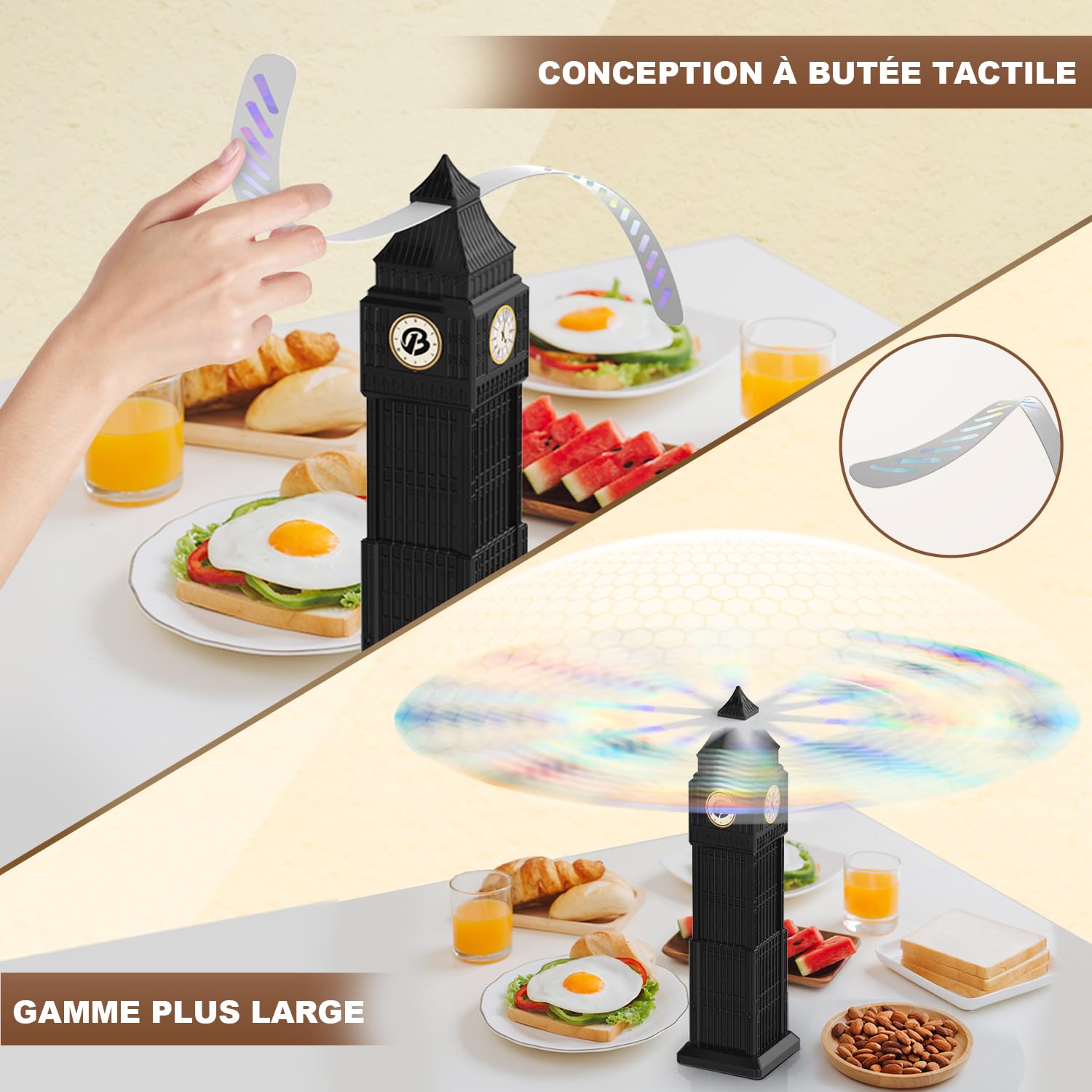 Ventilateur Anti Mouche de Table,4 X Pliable Repellent Moustique Fan éloigner Les Mouches et Les Insectes de la Nourriture,Pique-Nique et Barbecue,Chasse Mouche de Table pour Extérieur et Cuisines