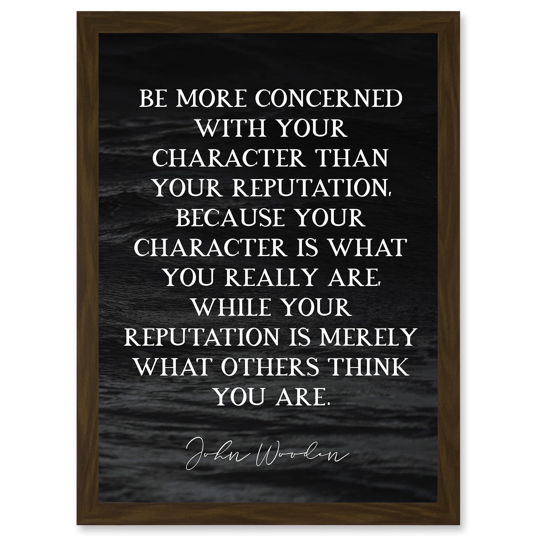 Artery8 Slate Quote John Wooden Reputation Character Is What You Are Coach Basketball Inspiring Sports Artwork Framed Wall Art Print A4
