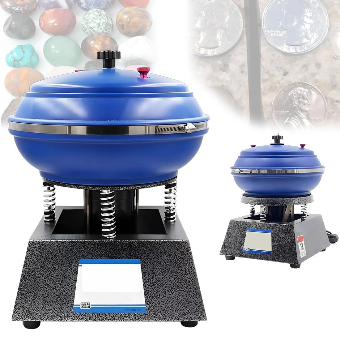 QianCruxtacy Electric Rock Tumbler Vibratory Bowl Tumbling, 6.2L Stone Polishing Machine with Adjustable Amplitude, Professional Rock Tumbler for Polishing Necklaces, Bracelets, Rings, Pendants