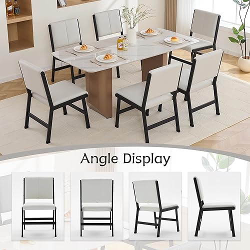 Miniatura 6 de Juego de sillas de comedor modernas, ergonómicas de tela transpirable y sillas con marco de metal con asiento acolchado suave y resistente, para