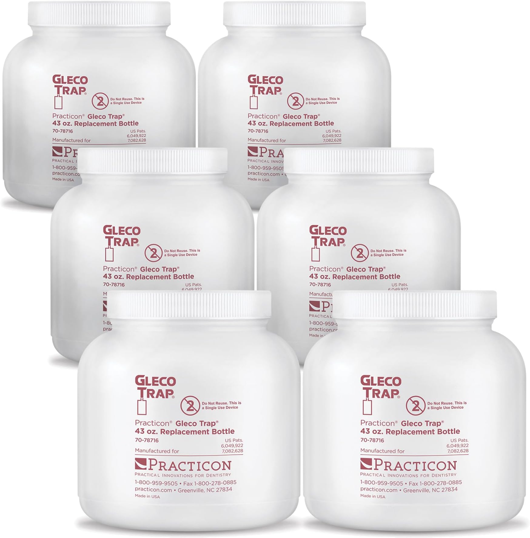 Gleco Trap 40 oz Replacement Bottles for Clay & Plaster Sink Trap, Pack of 6