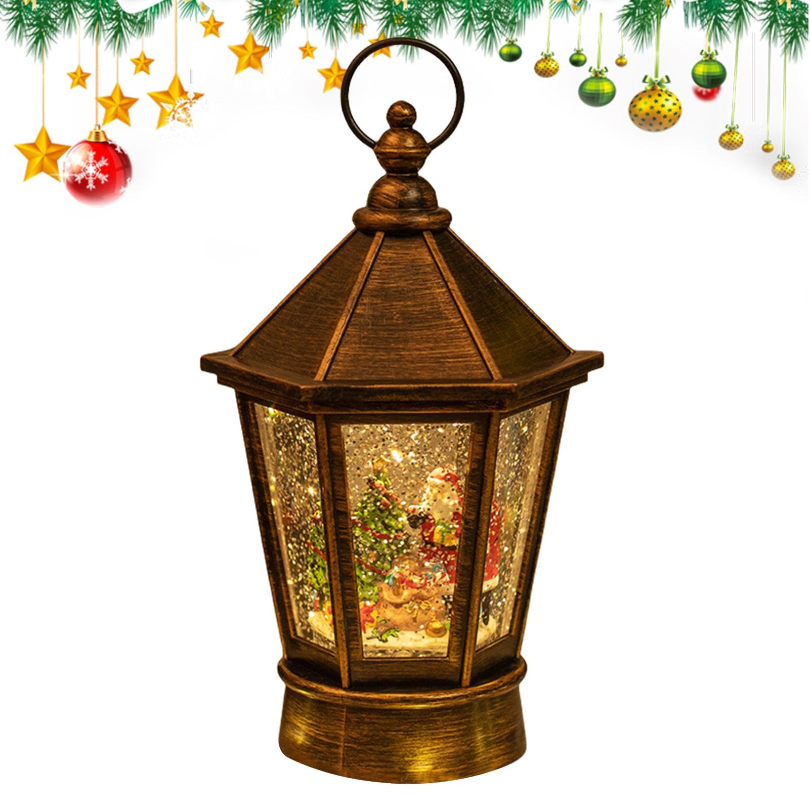 Lanterna con neve illuminata, musicale con neve con glitter vorticosi, decorazione da tavolo a batteria, decorazione per feste di Natale | decorazione da tavolo a batteria, decorazione per feste di Natale