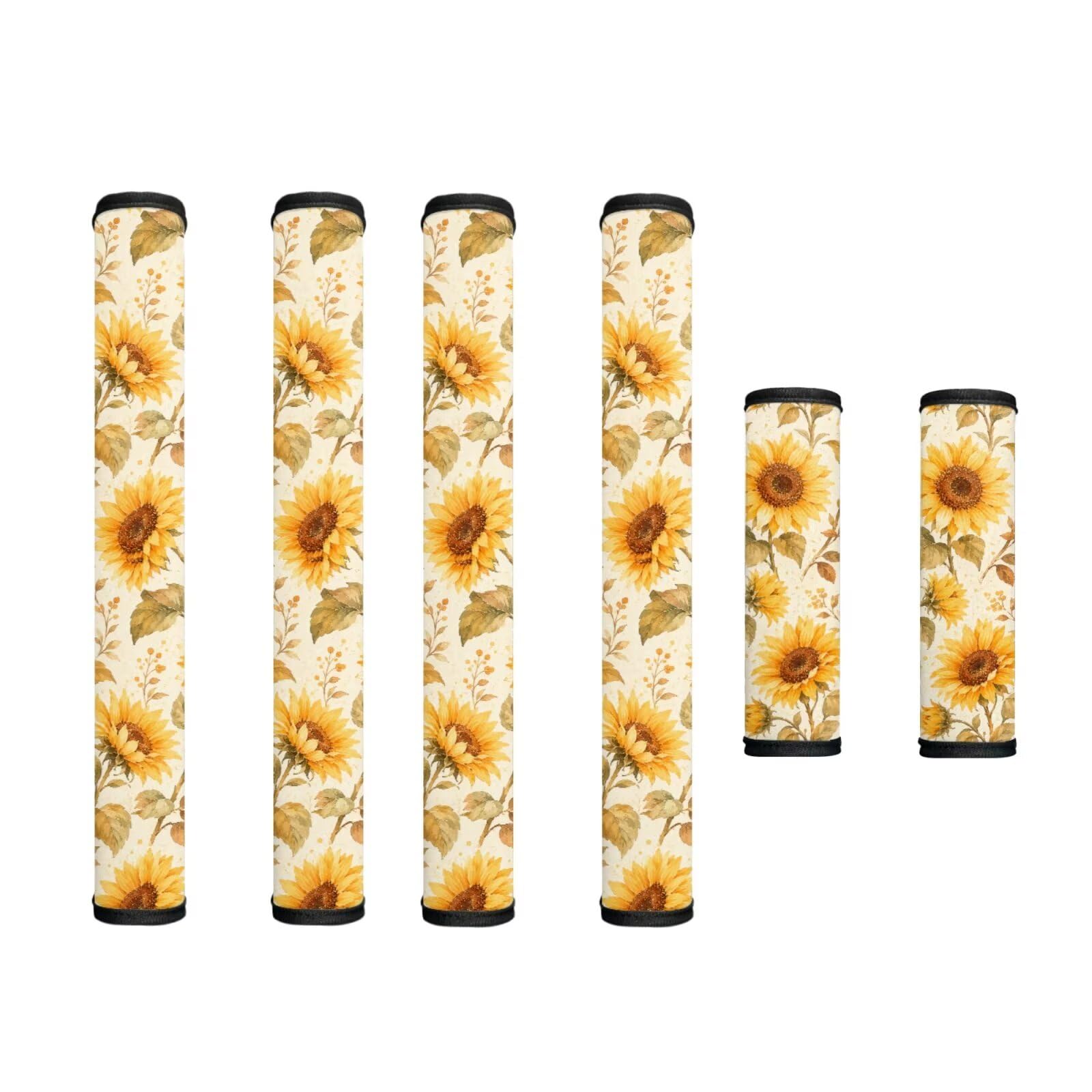 Refrigerator Door Handle Covers Set of 6 Kitchen Electrical Appliances Handle Protector Anti-Slip Fridge Microwave Oven Home Accessories, Vintage Sunflower Pattern