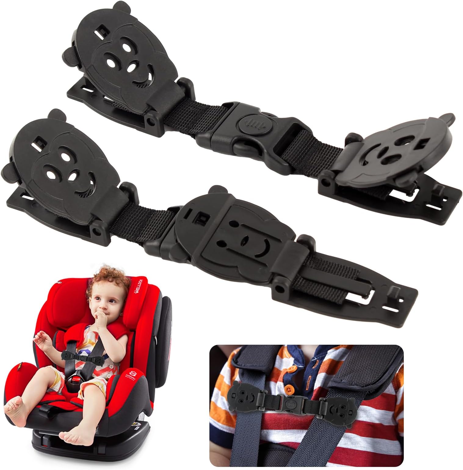 LulaClips Baby Car Seat Harness Clips (2Pack) Hold