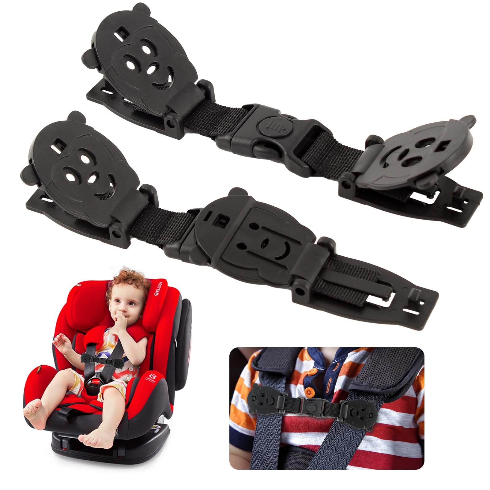 Anti Escape Baby Harness Chest Clip, Prevent Children/Kids Taking Their Arms Out of High Chairs/Strollers/Baby Reins(2 Pack)