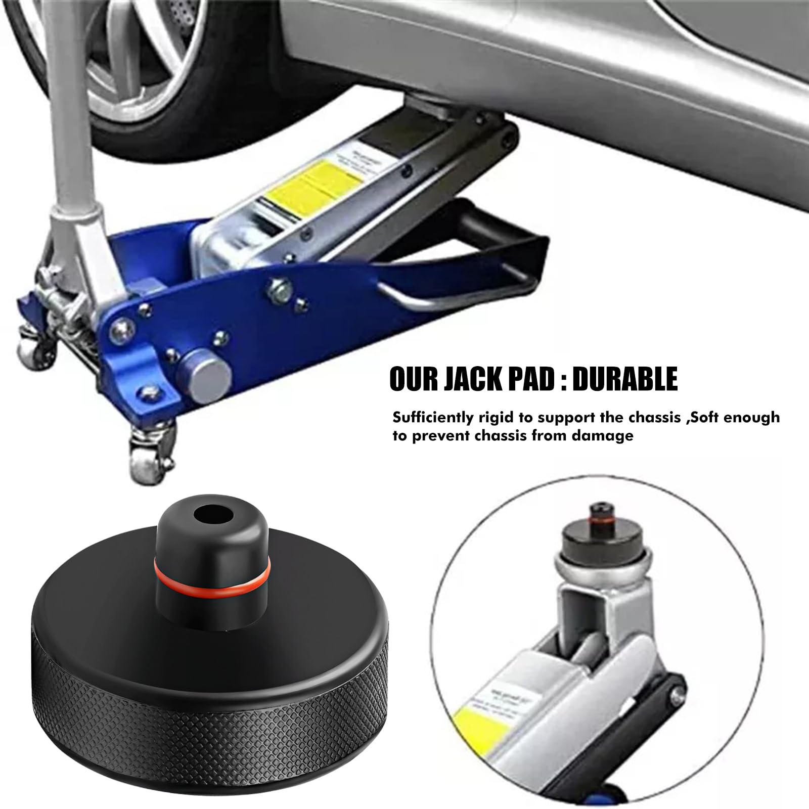 Tampon Cric Voiture, 4pcs Patin de Levage Caoutchouc pour Tesla Model 3 S X Y, Bloc Cric Protecteur Adaptateur, Support Levage Protection Châssis Batterie avec Boîte