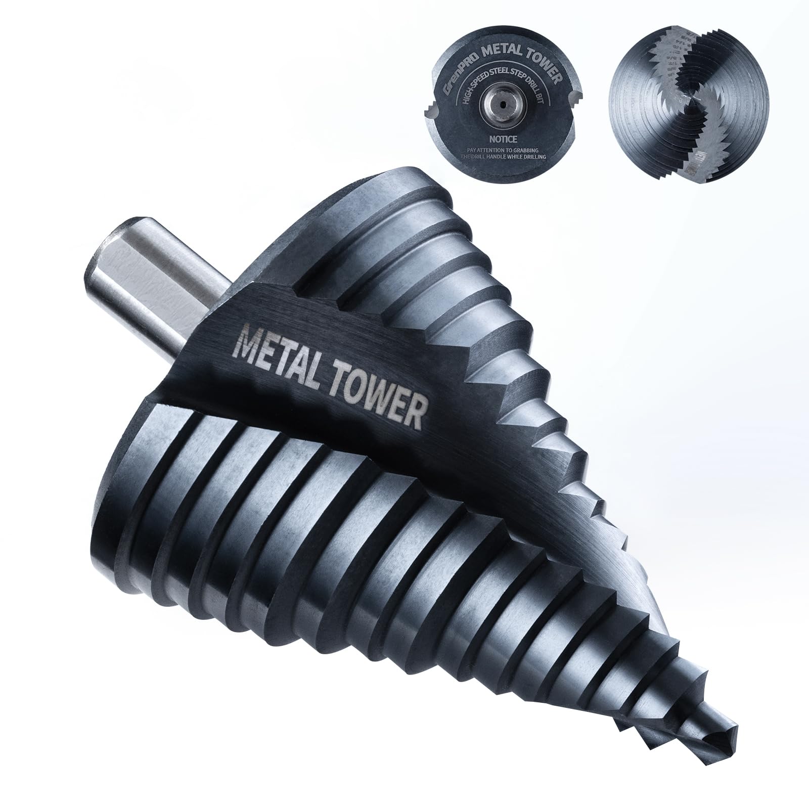 Step Drill Bit for Metal Set, 1/4" - 2-1/2"Large Step Bit, M35 HSS Impact Tough Step Bits for Metal, 1/2" Shank Unibit Step Drill Bits, Stainless Steel, Aluminum, Wood can be Cut with these Drill Bits