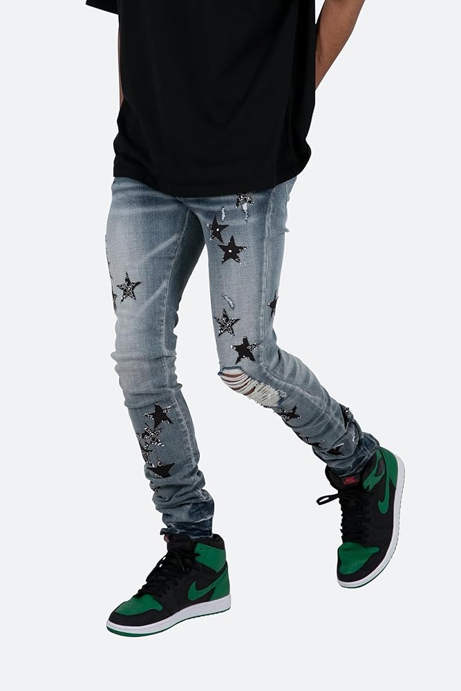 msml SARROUEL SKINNY DENIM PANTS Lサイズ mnml Men's X462 Star Skinny Denim, Blue/Black at Amazon