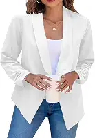 Blazer feminino com frente aberta para trabalho, casual, manga comprida, para escritório, cardigãs curtos