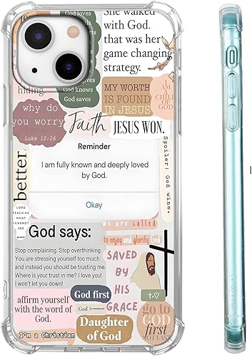 Miniatura 61 de Cubierta de Teléfono con Versículos de la Biblia y Citas Cristianas de Jesús en Collage, Funda Protectora Suave de TPU de Moda para iPhone 16 Pro,