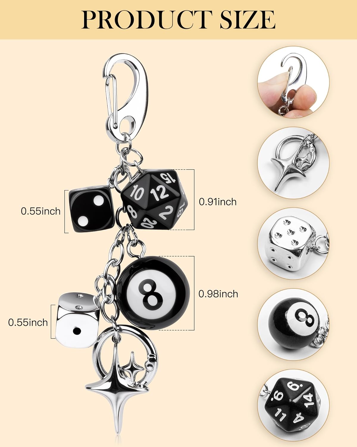 JIMYICLR Gold Beach Bag Keychain Starfish Pearl Seashell Purse Charms for Handbags Cute Bag Charm Accessories for Women - Image 3