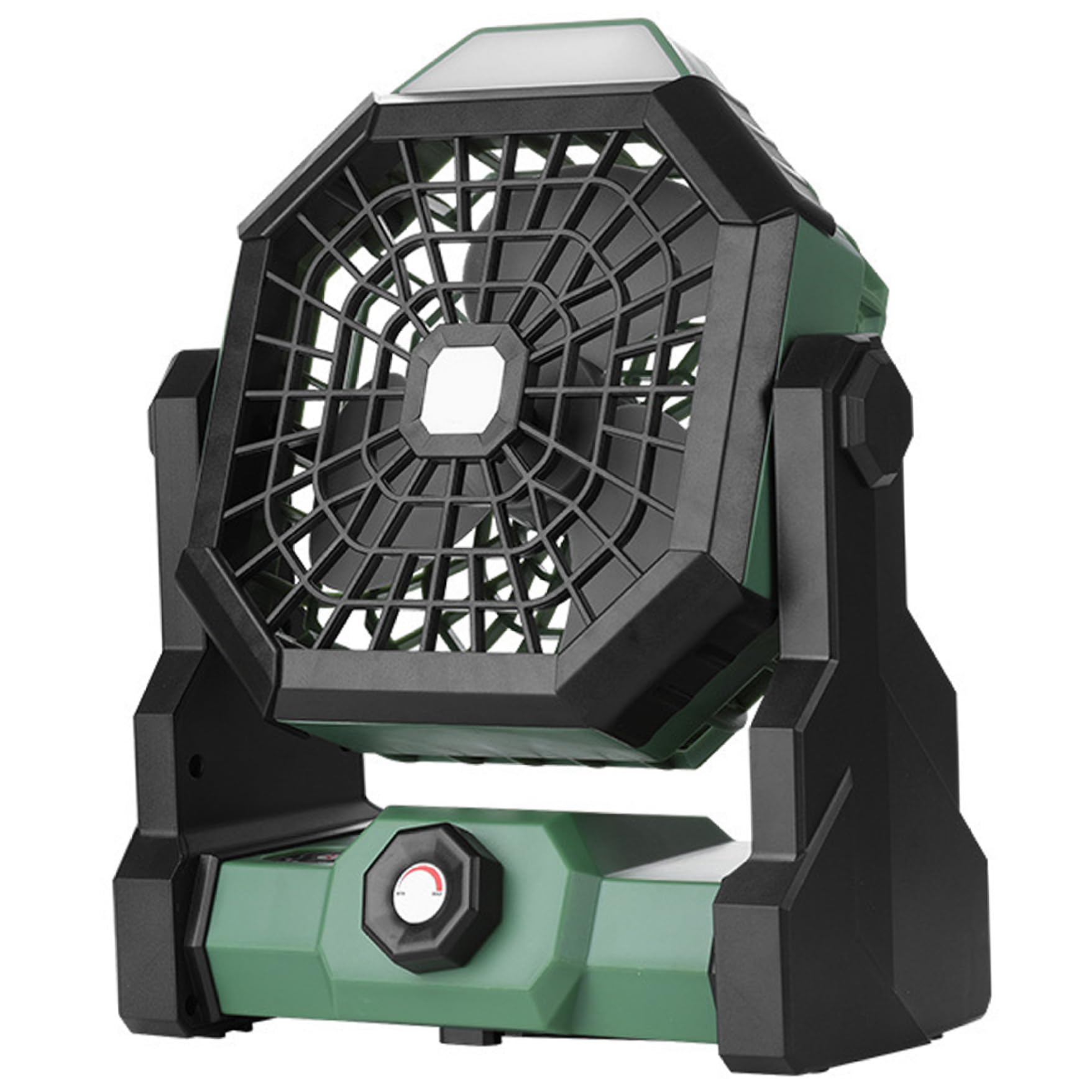 Perodlly Portable Camping Fan with Light, Rechargeable Outdoor Fan for Camping, Tent, Fishing, 270° Oscillating & Adjustable LED Light Green..