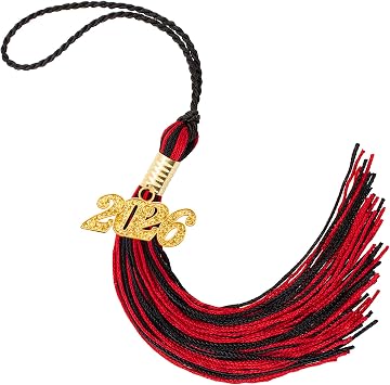 2026 Graduation Tassel, 2026 Tassel Graduation, 2026 Tassels for Graduations Cap with 2026 Year Gold Charms for Graduate Cap,Black Red Graduations Tassels for Class of 2026 Grad Ceremonies Accessories