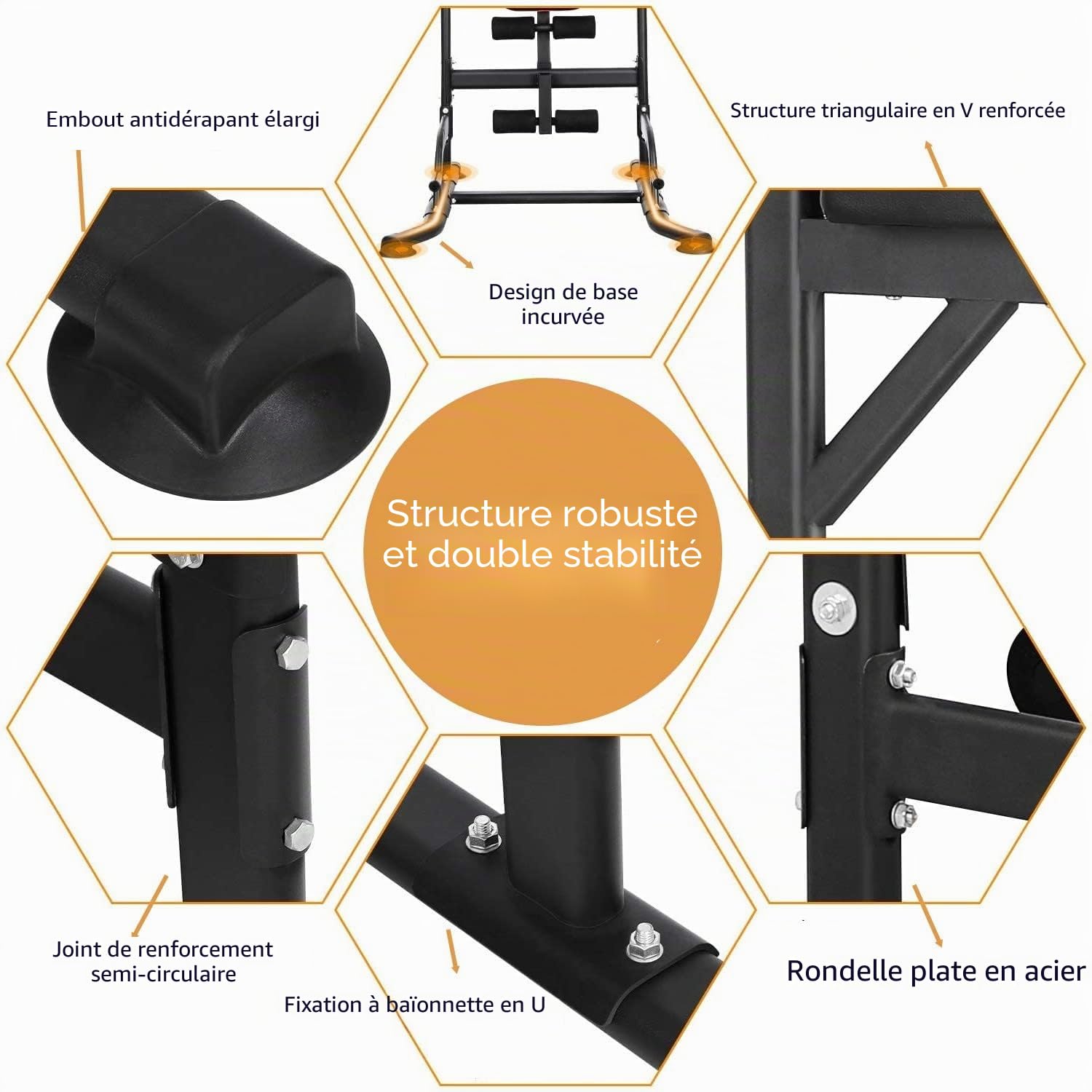 Dip Station Power Tower Tour de musculation multifonction avec banc de musculation pliable, barre de traction pour appareils de musculation à la maison, avec bandes d'entraînement, capacité de charge