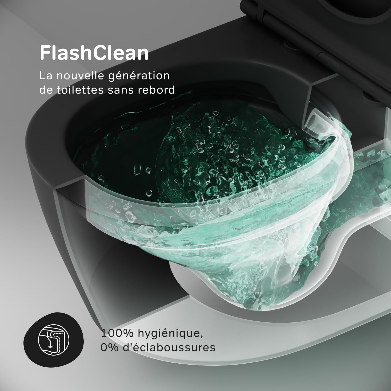 AM.PM WC suspendu cuvette et WC surélevé avec abattant SoftClose, cuvette murale en céramique sans rebord, design moderne pour salle de bain