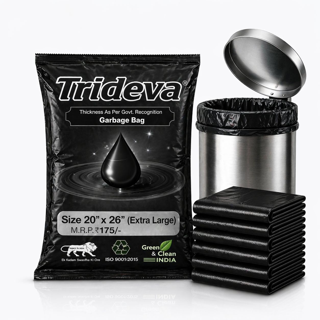 Garbage Bags/Dustbin Bags – 120 Micron Heavy - Duty Trash Bags (20 x 26 Inches) – Extra-Medium Leak -Proof Bin Liners for Kitchen, Office – 500g Pack (Black, Pack of 1) - 10 Bags-image-30