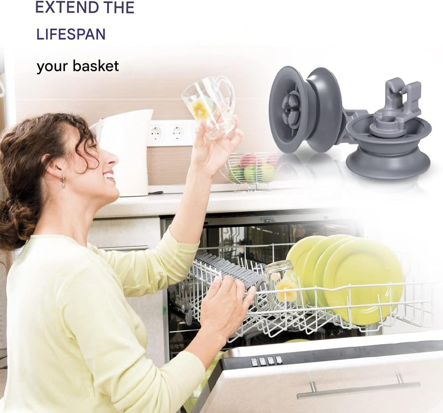 611666 Dishwasher Upper Rack Roller Compatible with Bosch Neff Siemens Repleace dishrack roller 00611666 PS8727423 00165313 165313 AH3477770 EA3477770 AP4355370 PS3477770, 4Pcs - WHEEL KIT
