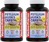Vista 1 de Yerba Prima Psyllium Husks Caps 180 cápsulas (paquete de 2) – Suplemento de fibra natural y limpieza de colon – Salud intestinal – Sin gluten sin OMG