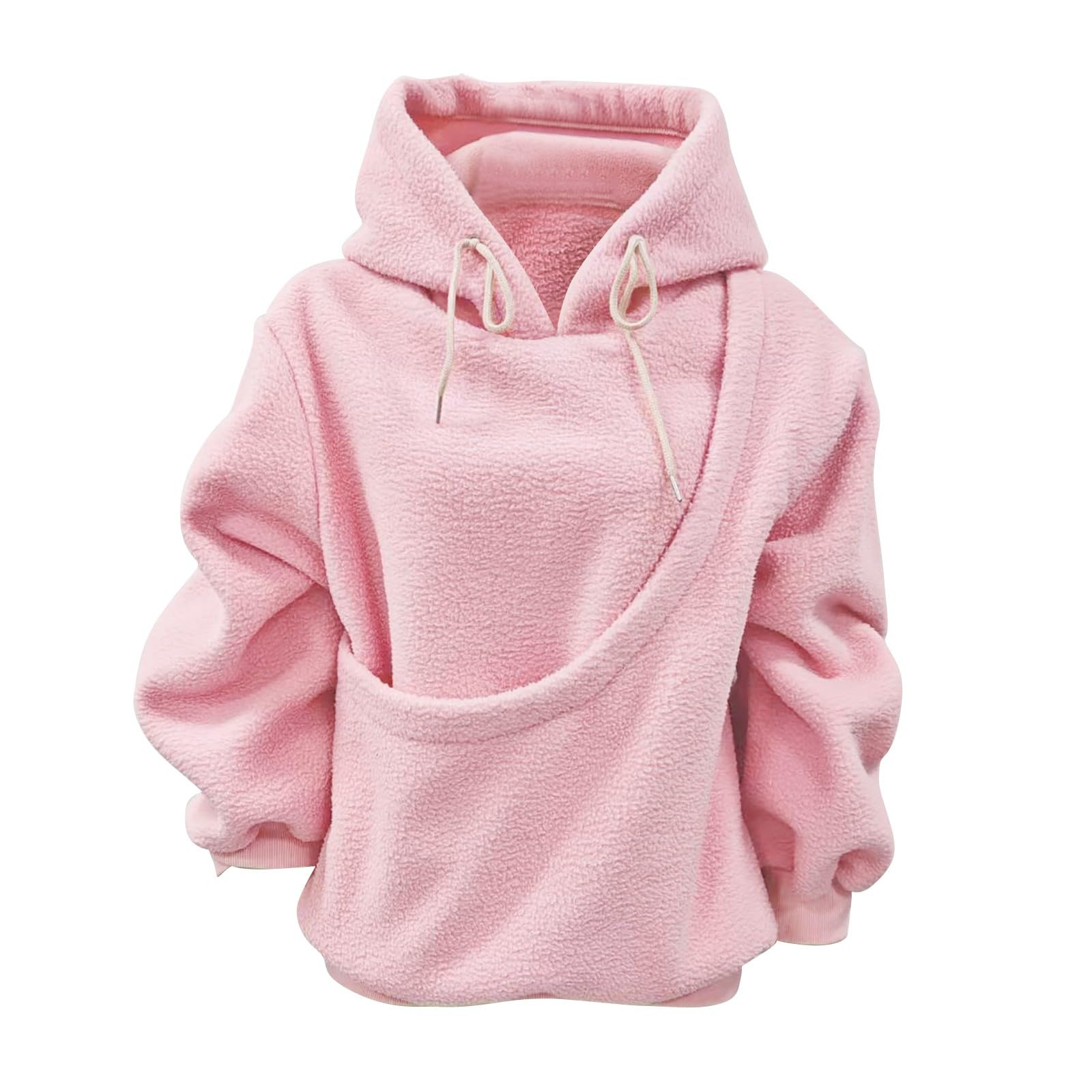 Generico Felpe Donna con Cappuccio Fleece Tinta Unita Manica Lunga Casual | Sweatshirt Con Tasche E Coulisse Hoodie Morbida E Confortevole Pullover Top Da Primavera Autunno Tempo Libero Quotidiano