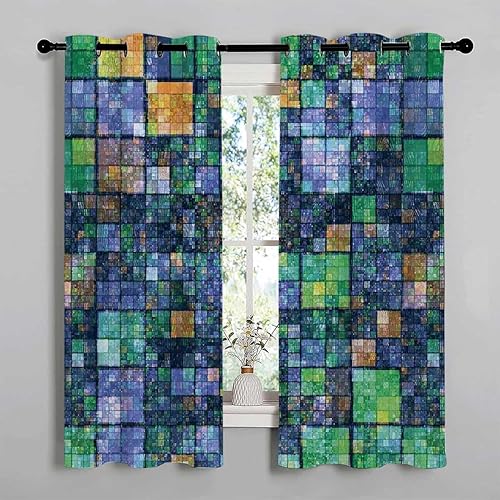 Miniatura 3 de Cortina de ventana moderna con ojales para puerta, cortinas para Ventanas de Cuarto 55 pulgadas de ancho por 55 pulgadas de largo, 2 paneles