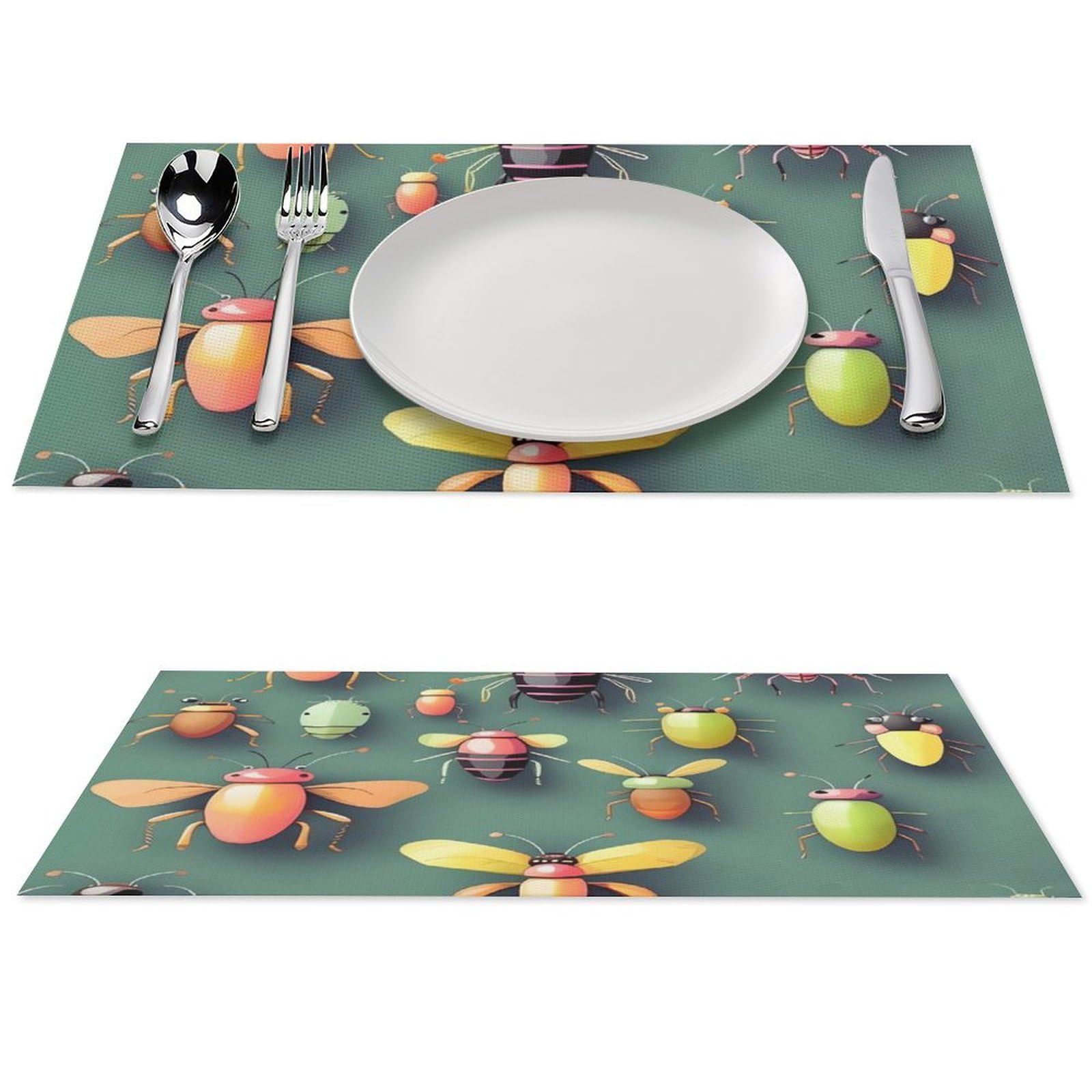 Sets de table durables Insect Atlas en PVC tissé haut de gamme