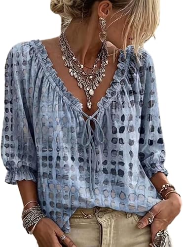 Travel Beach Workout Tops for Women Blouses for Women Plus Size Fashion Tie-Edge