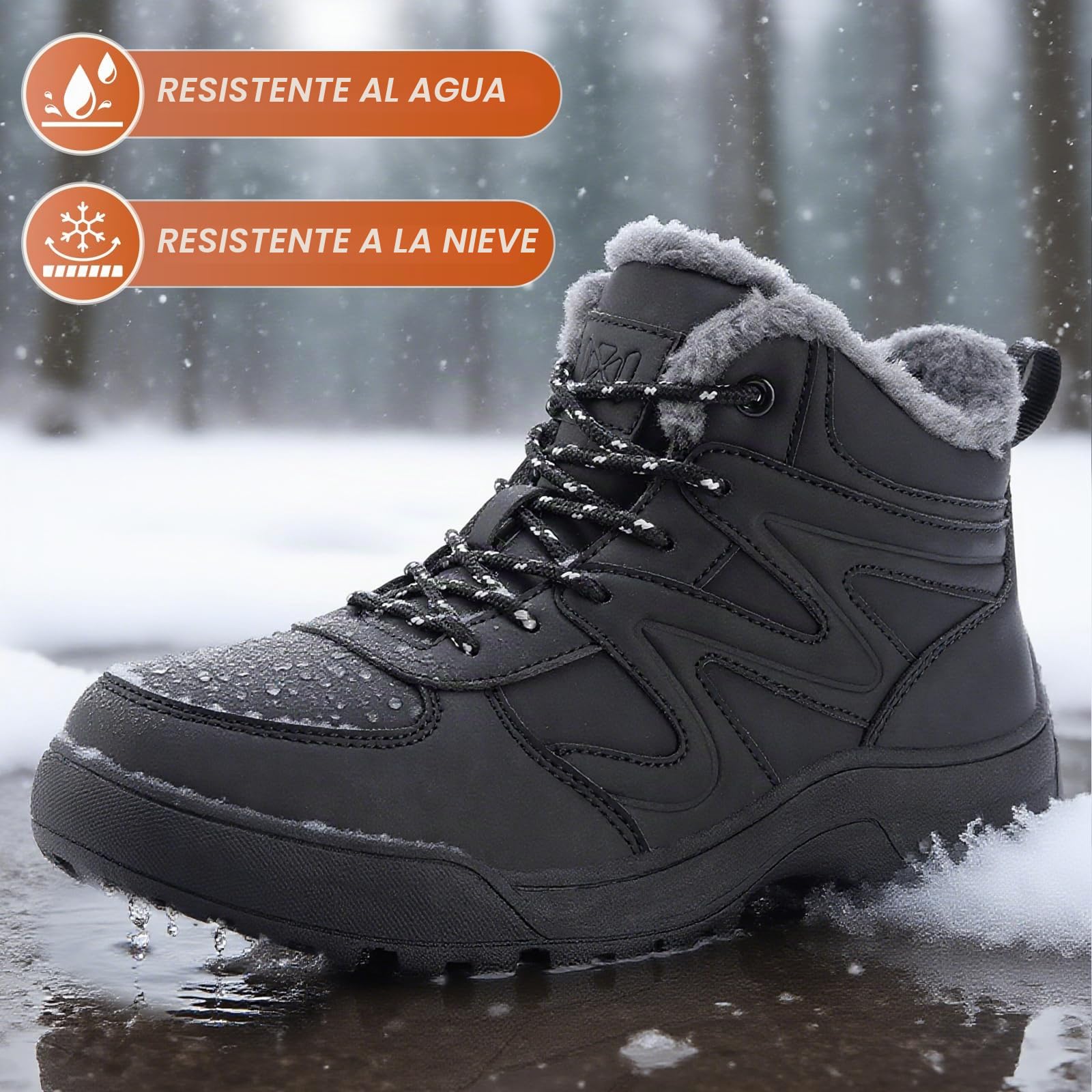 Botas de nieve de invierno para mujer botines cálidos exteriores ligeros media caña de piel sintética a la moda