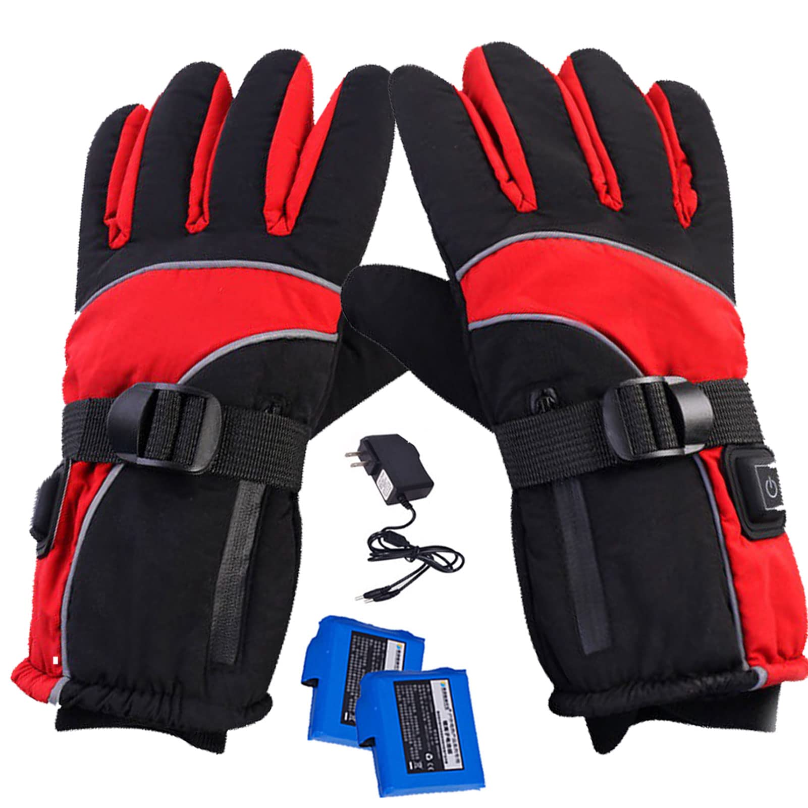 GAOXIAO Gants Chauffants Rechargeables, 3600mAh Plein air Gants Thermiques Moto, Électrique Hiver Étanche Écran Tactile Snowboard Gants pour Homme Femme pour Chasse Pêche Camping(Color:Rouge)