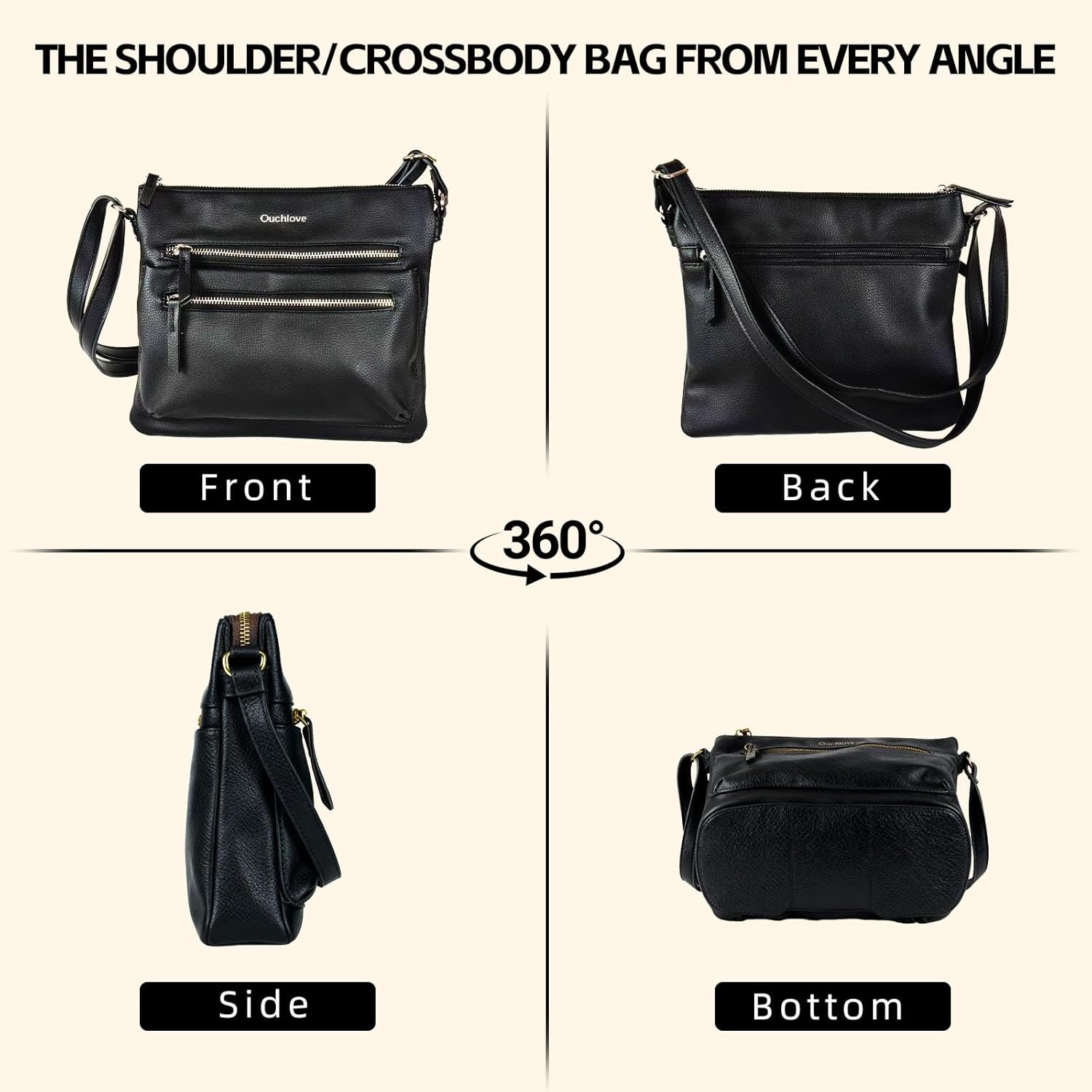 OUCHLOVE Multifunctional Crossbody Bag for Women,Multi-Pocket Shoulder Handbag With Adjustable Strap,Lightweight Travel Purse - Image 5