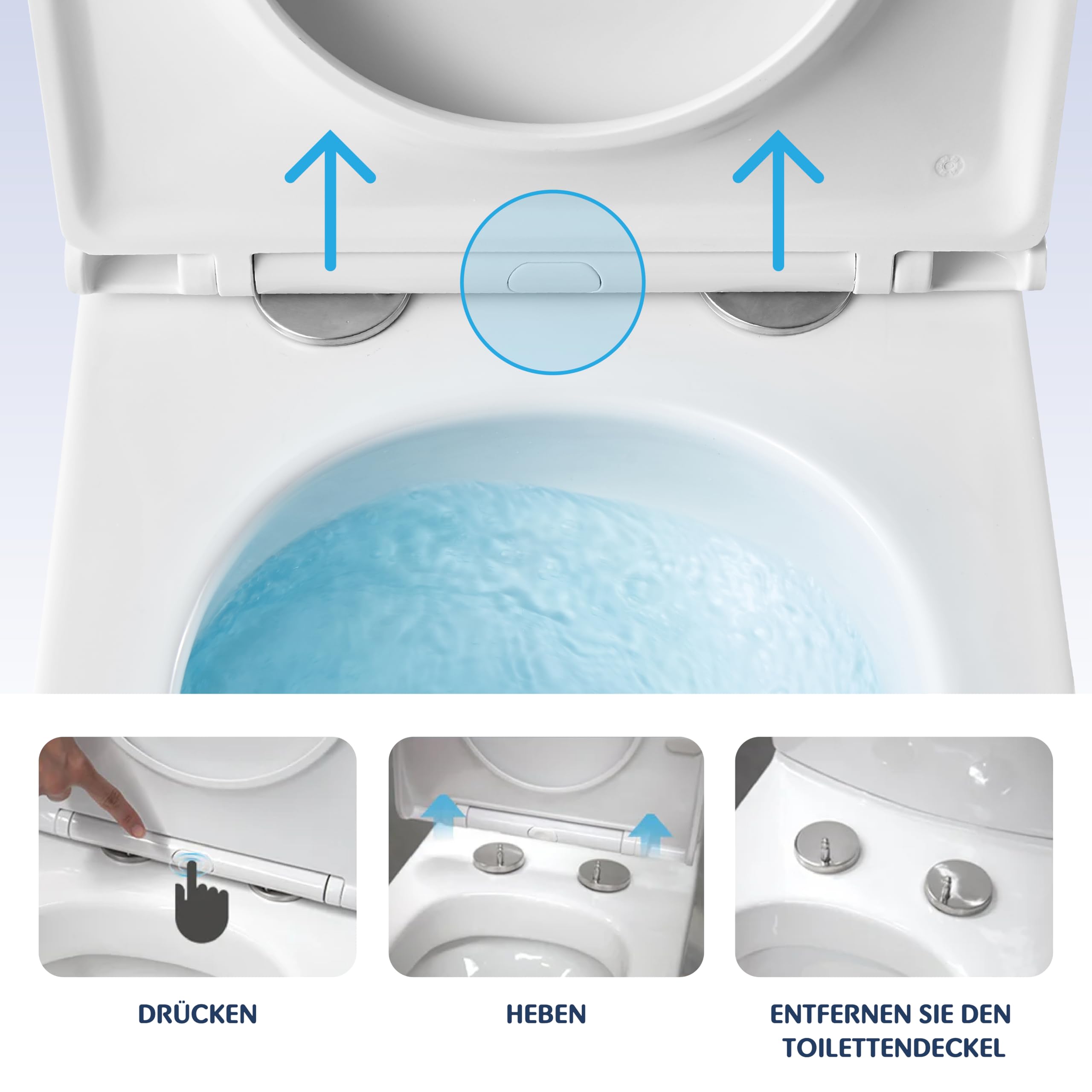 HOGART WC Sospeso con Base Nascosta e Fissaggi Invisibili, Potente Sistema di Scarico Tornado Silenzioso ed Economico 3-4,5 L, Tazza in Ceramica Facile da Pulire, Sedile Soft-Close, Salvaspazio
