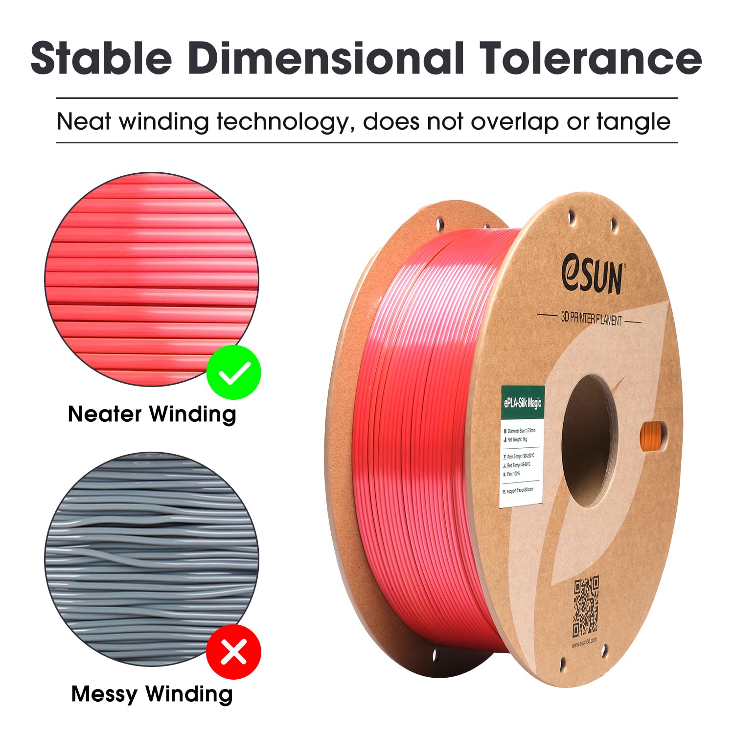 eSUN Silk Filamento PLA a doppio colore da 1,75 mm, filamento per stampa 3D in coestrusione Silk Magic PLA, colore sfumato che cambia bobina da 1 kg (2,2 libbre) (Silk Oro Rosso, 1KG)