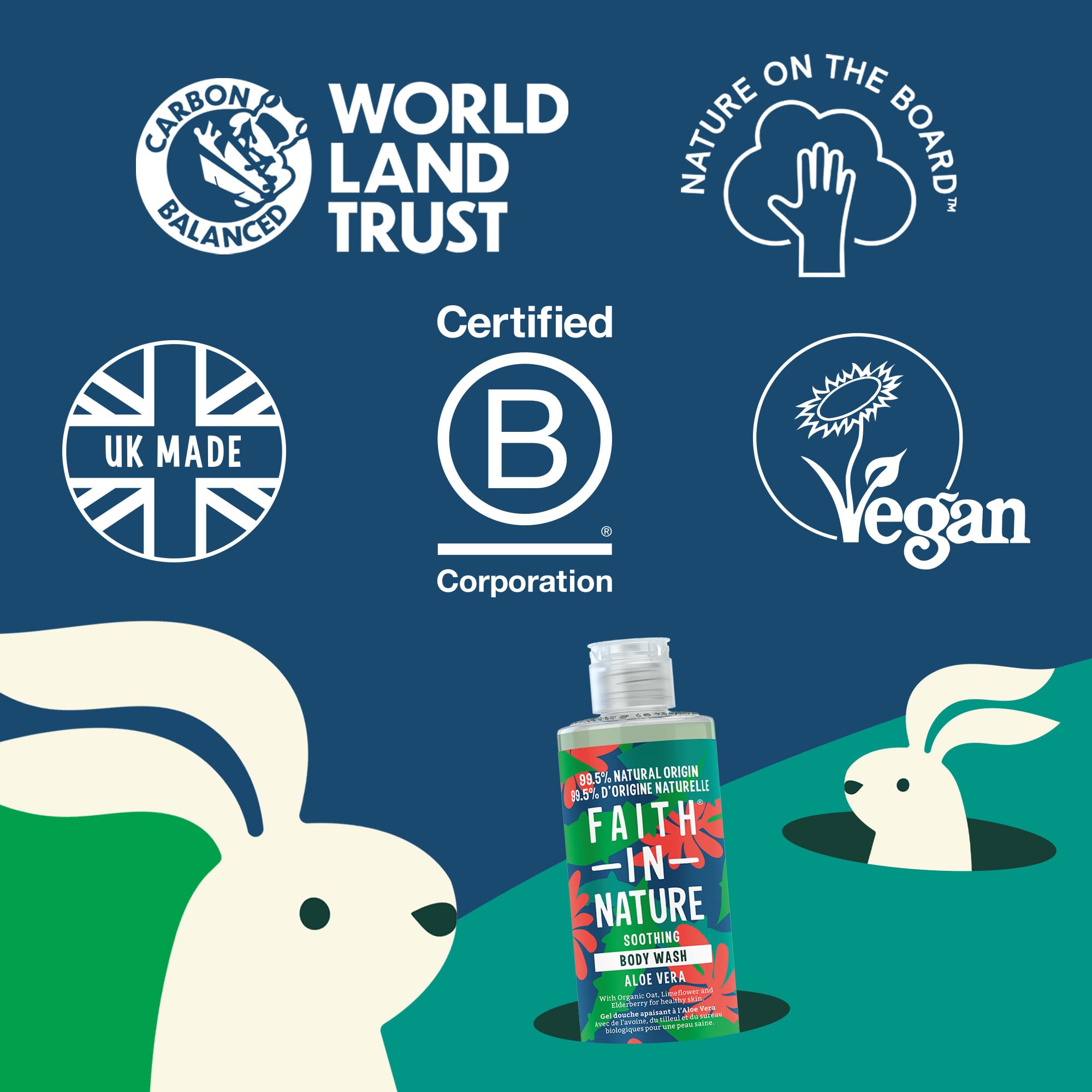 Faith In Nature Gel Douche Naturel à l’Aloe Vera – Nettoyant Corps Apaisant, Végan & Non Testé sur les Animaux, Sans SLS ni Parabènes, 400 ml