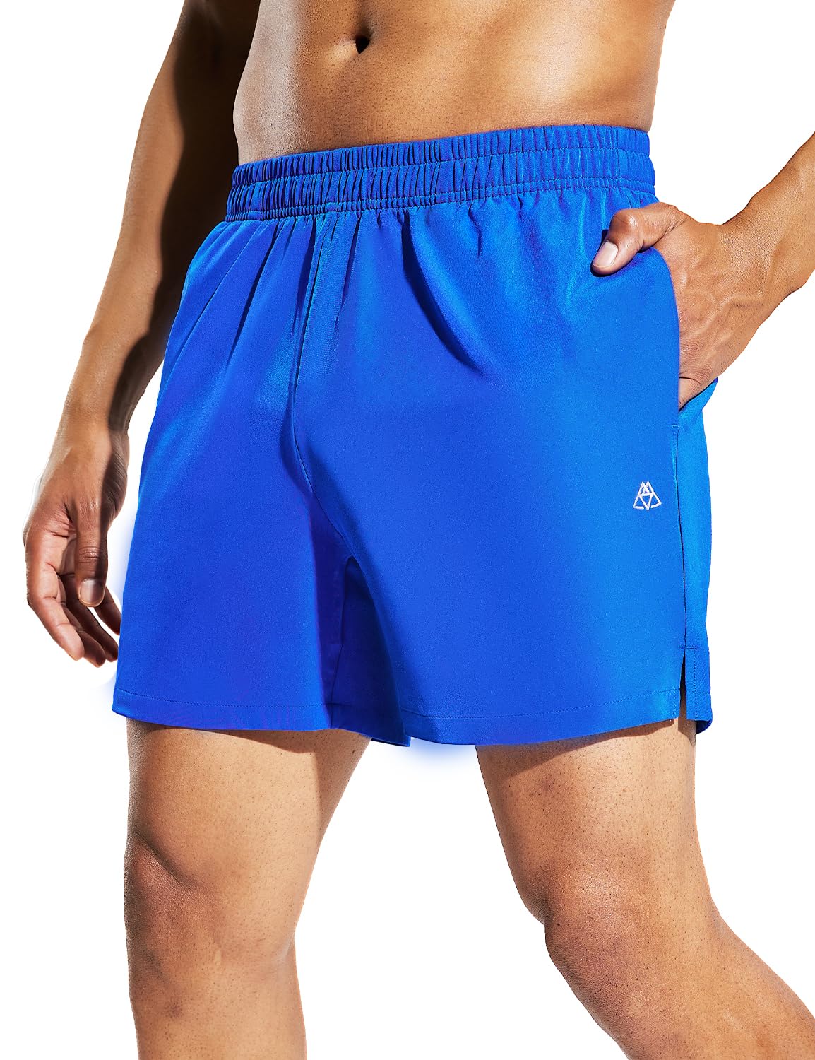 Men's Athletic Running Shorts 5 Inches for Gym Sports Active Workout with Pockets, Quick Dry, Water Resistant