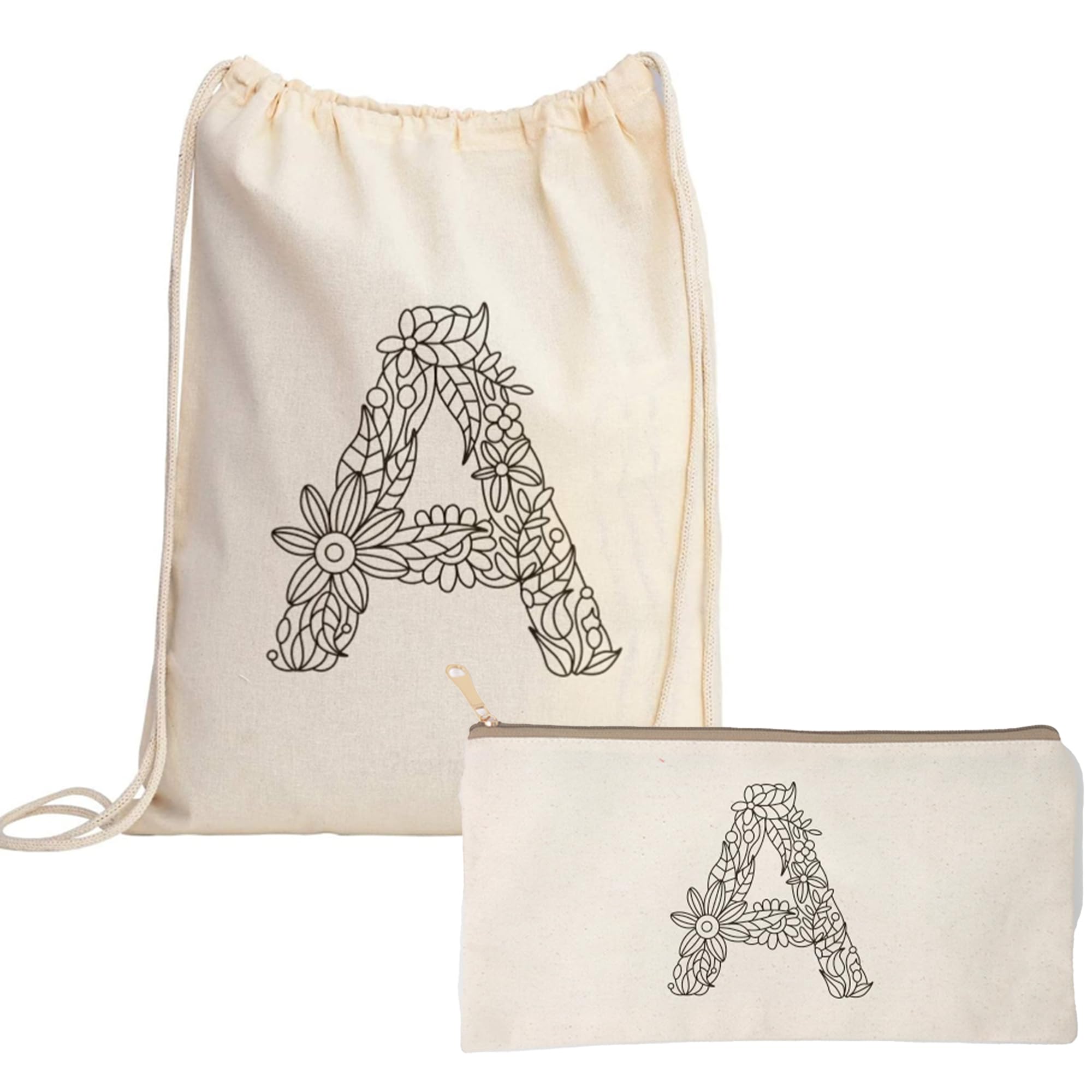 adhyah Reniccaa Alphabet A to Z Drawstring Canvas Bag with Pouch for Kids | Ideal for Painting, Drawing, and Coloring | Creative Gift for Birthday Parties-picture-7