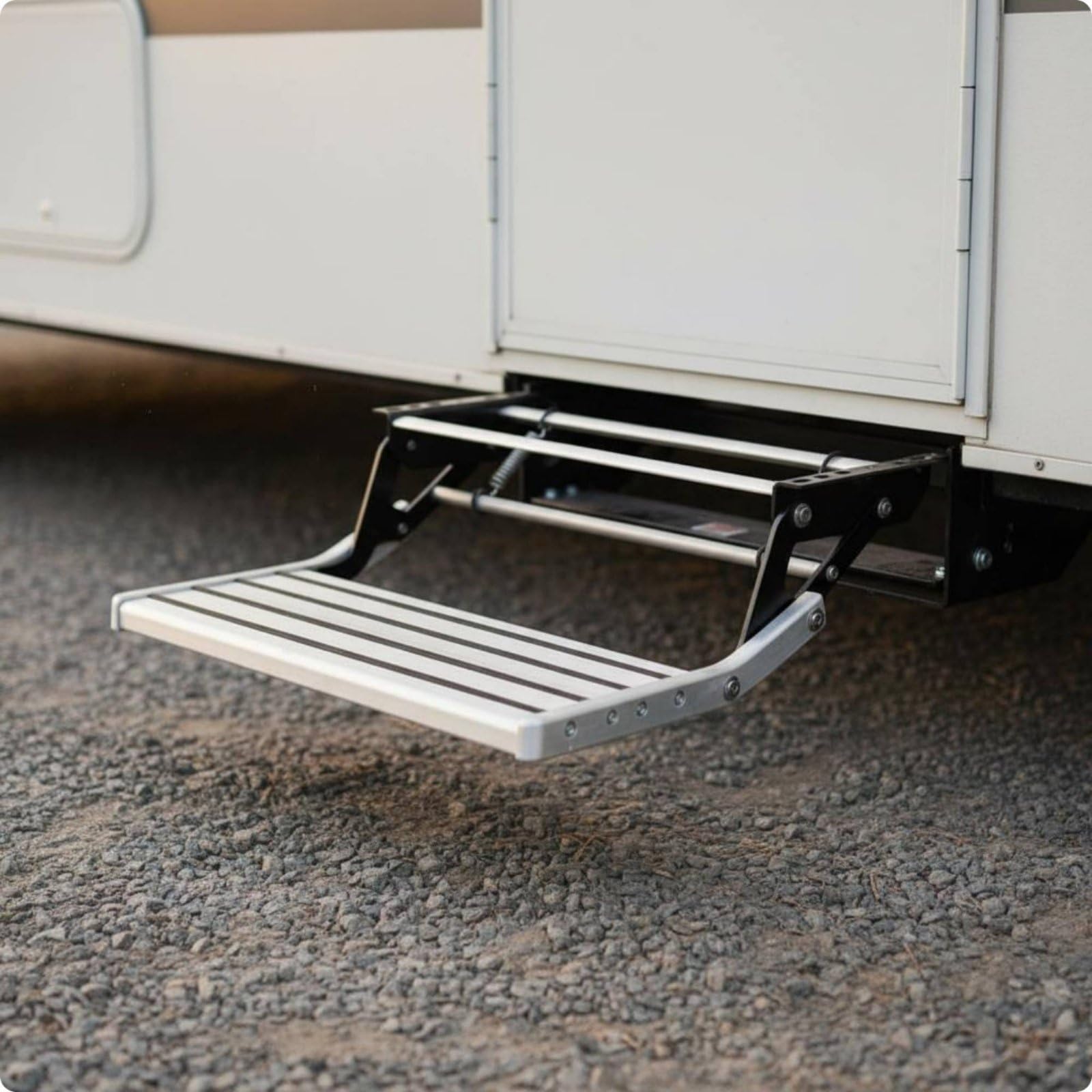 Tablero de Escalón para Vehículo con Función Retráctil Estructura de Acero y Aluminio Superficie de Segura Adecuado para Camping Vacaciones y Estacionamiento