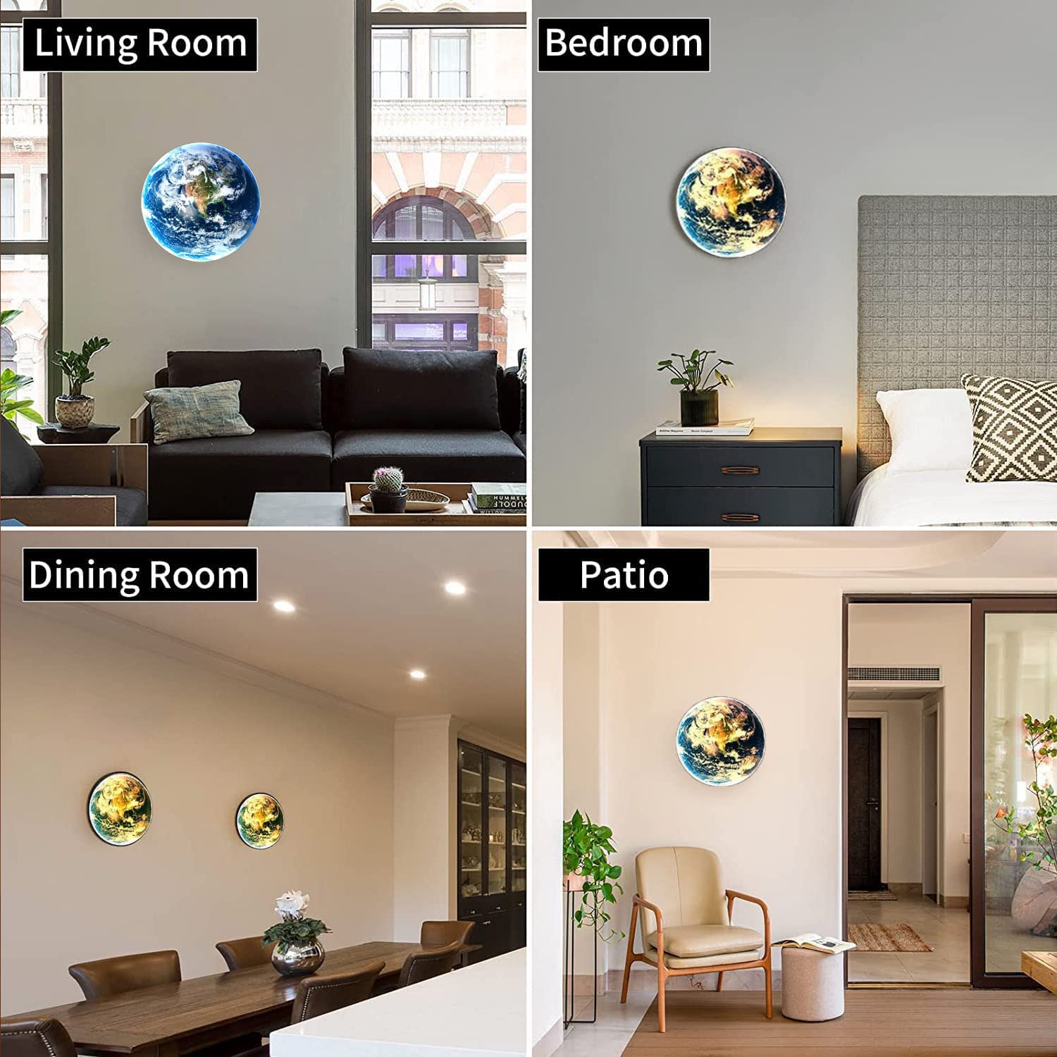 Kinder Wandlampe mit Schalter und Stecker LED Wandleuchte Innen Dimmbar Kinderzimmer Erdlampe Schlafzimmer Nachttischlampe mit Kabel 15W LED Wandbeleuchtung Modern Deko Wandbild mit Beleuchtung