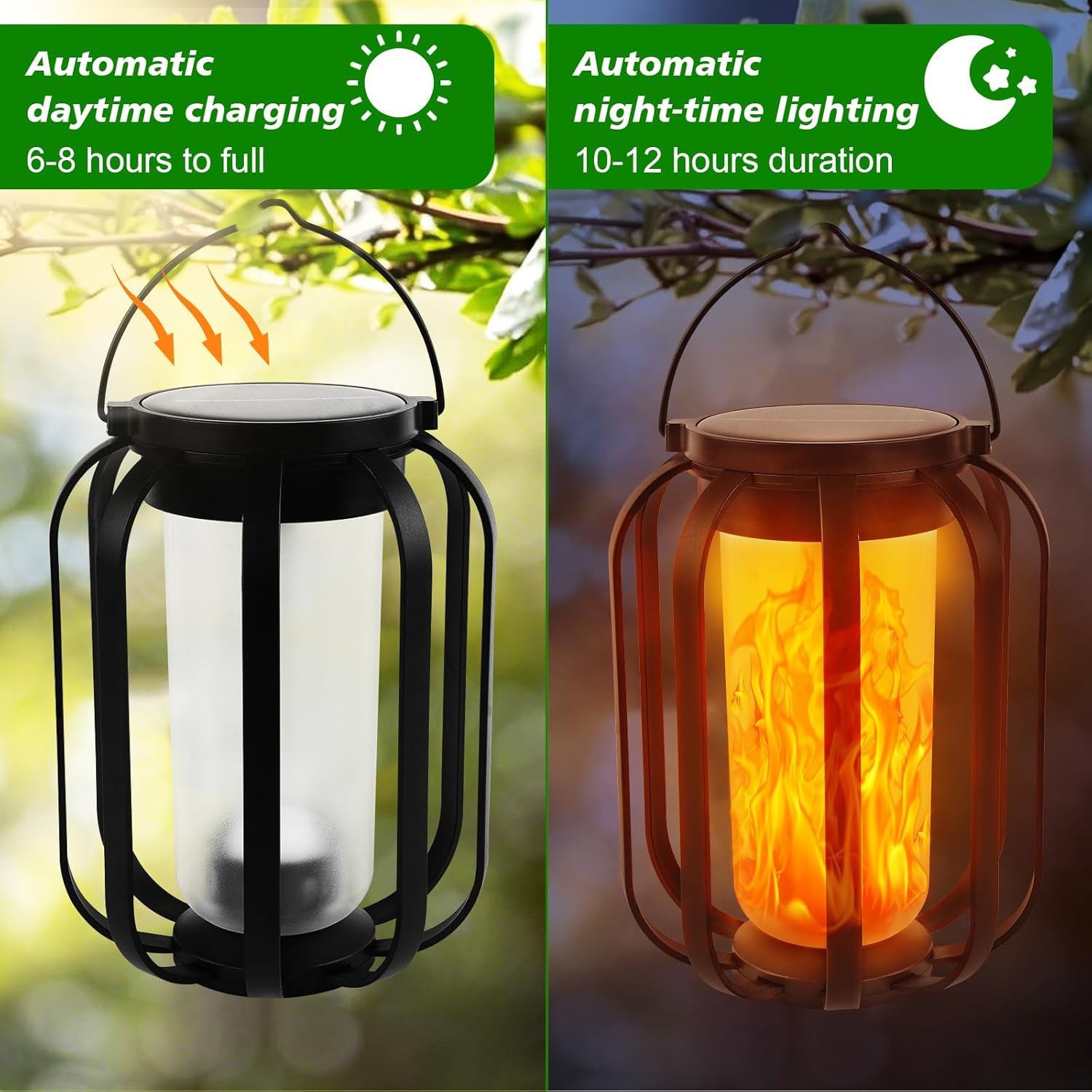 Facarler Farolillos Solares Exterior IP65 Impermeable, Luces Solares LED con Efecto Llama 3D Realista para Jardín, Terraza, Patio y Pared, Luz Solar Decorativa con Soporte de Suelo/Pared — view 6