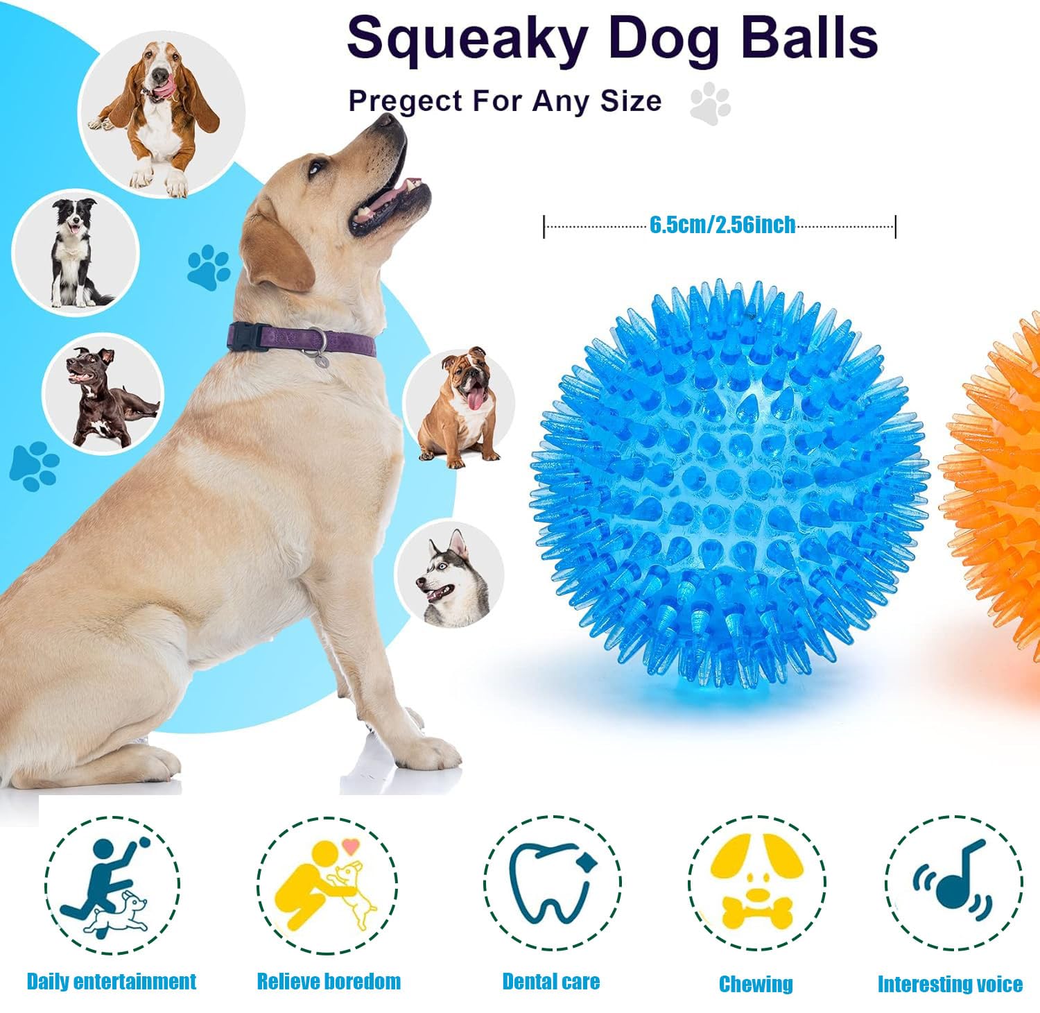 qisheng 3Pcs Squeaky Dog Ball - Image 2