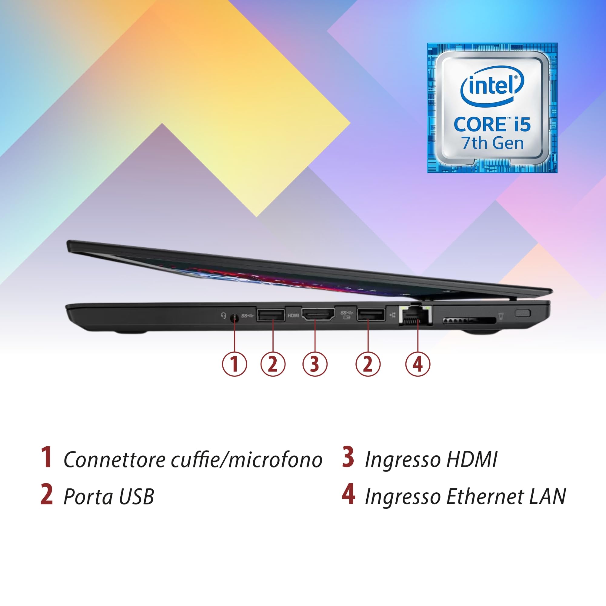 Lenovo Carbon X1, Pc Portatile Intel i5-5300U 2 Core 2.3Ghz, Ram 8Gb SSD 512Gb, Display 14.1" HD, Notebook Pronto all'uso con Libre Office, Win 11 (Ricondizionato)